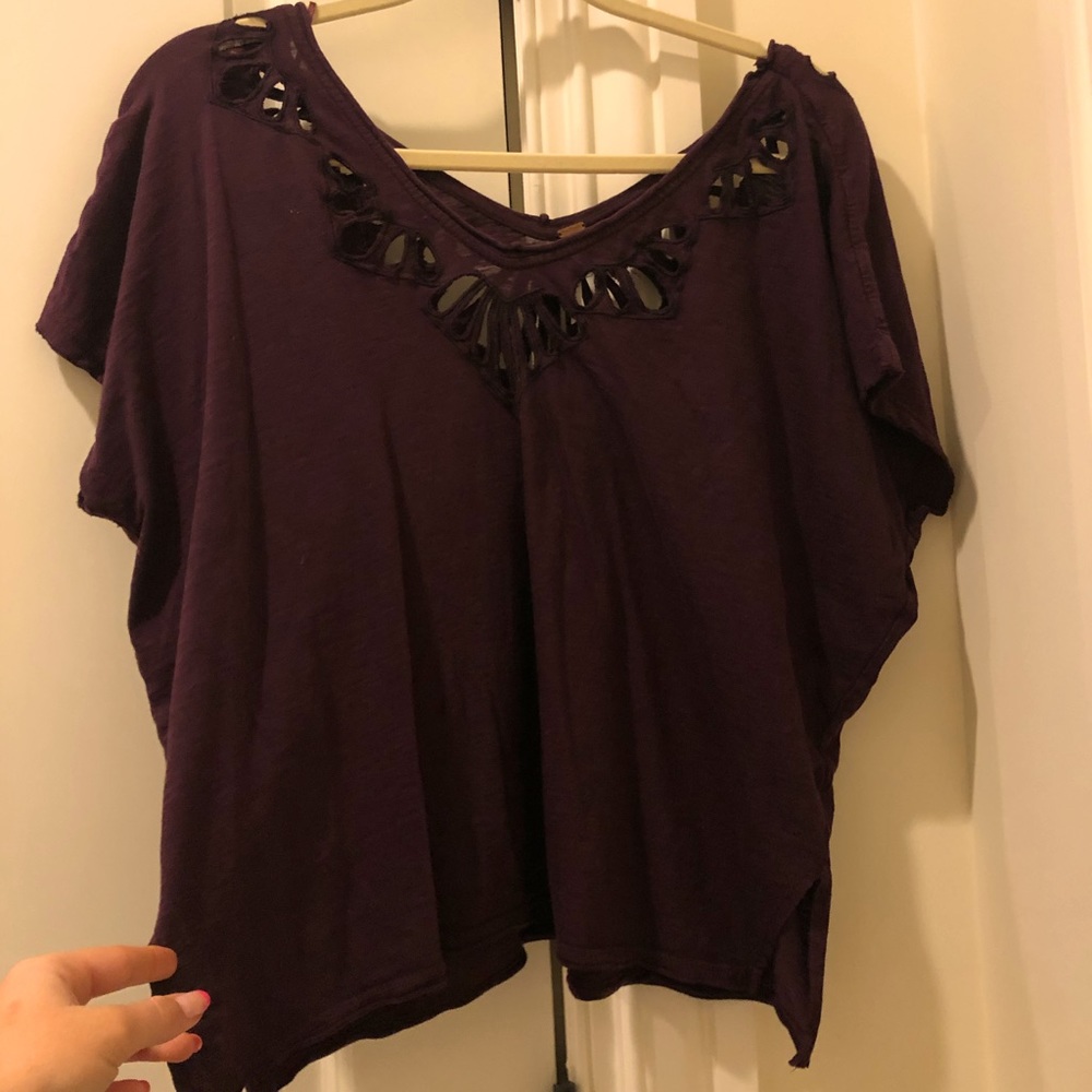 Free People Purple Keyhole Top